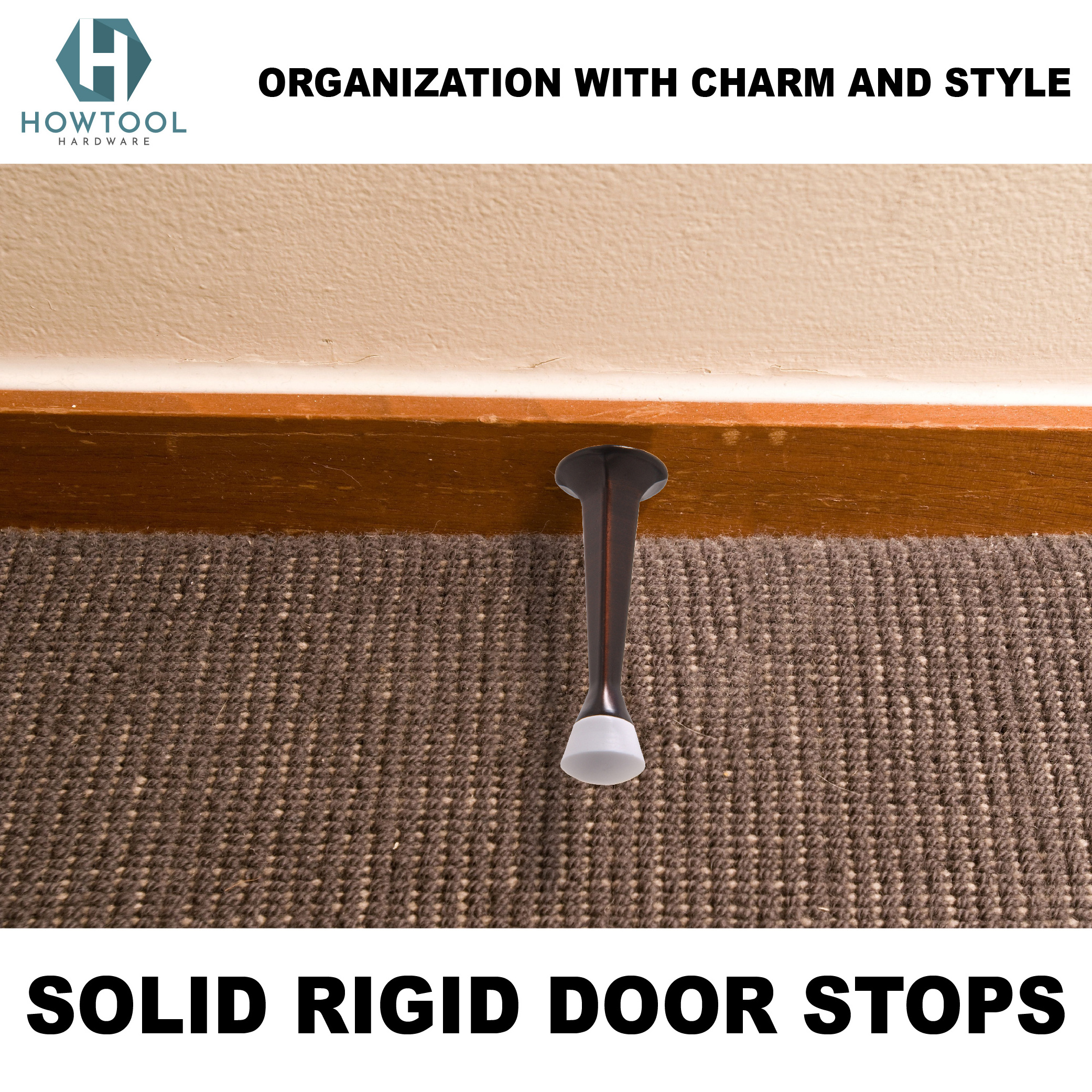 HOWTOOL Rigid Door Stop Stop Metal 3 