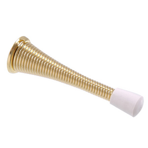 Door Stopper 3-inch Trumpet Spring Flexible Protect Walls Polished Brass