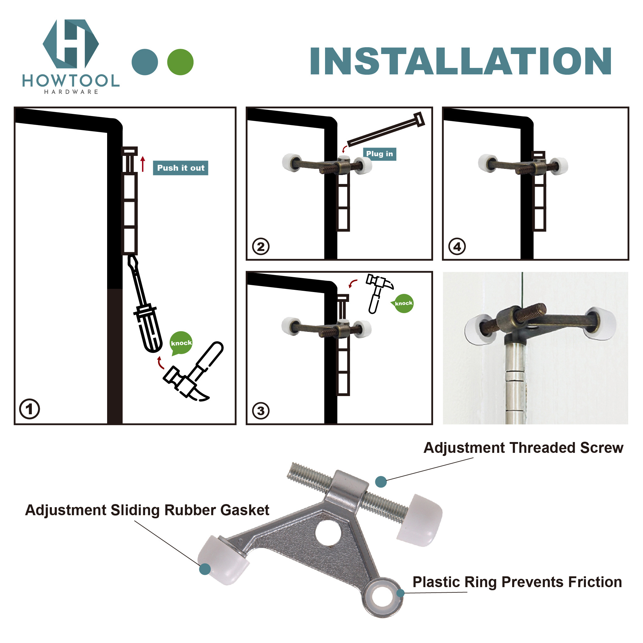 Heavy Duty High Quality Triangle White Hinge Pin Door Stop | HOWTOOL