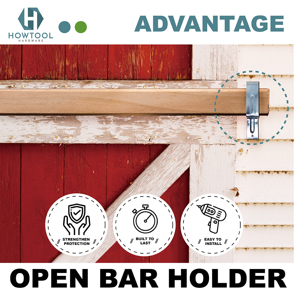 HOWTOOL C401 Heavy Duty Open Bar Holder Bracket Fits 2x4 Boards Lumber Door Barricade Lock Security