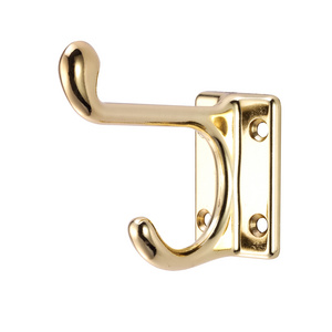 Sturdy Coat Hooks Heavy Duty Brass Plated Metal Hanging Robe Towel Hook for Wall