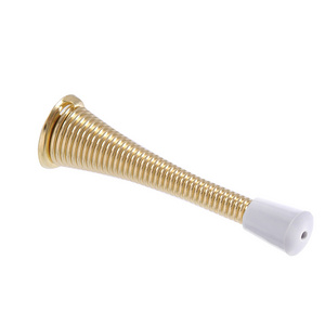 Rubber Decorative Flexible Spring Door Stop Brass 3 3/4 Inch