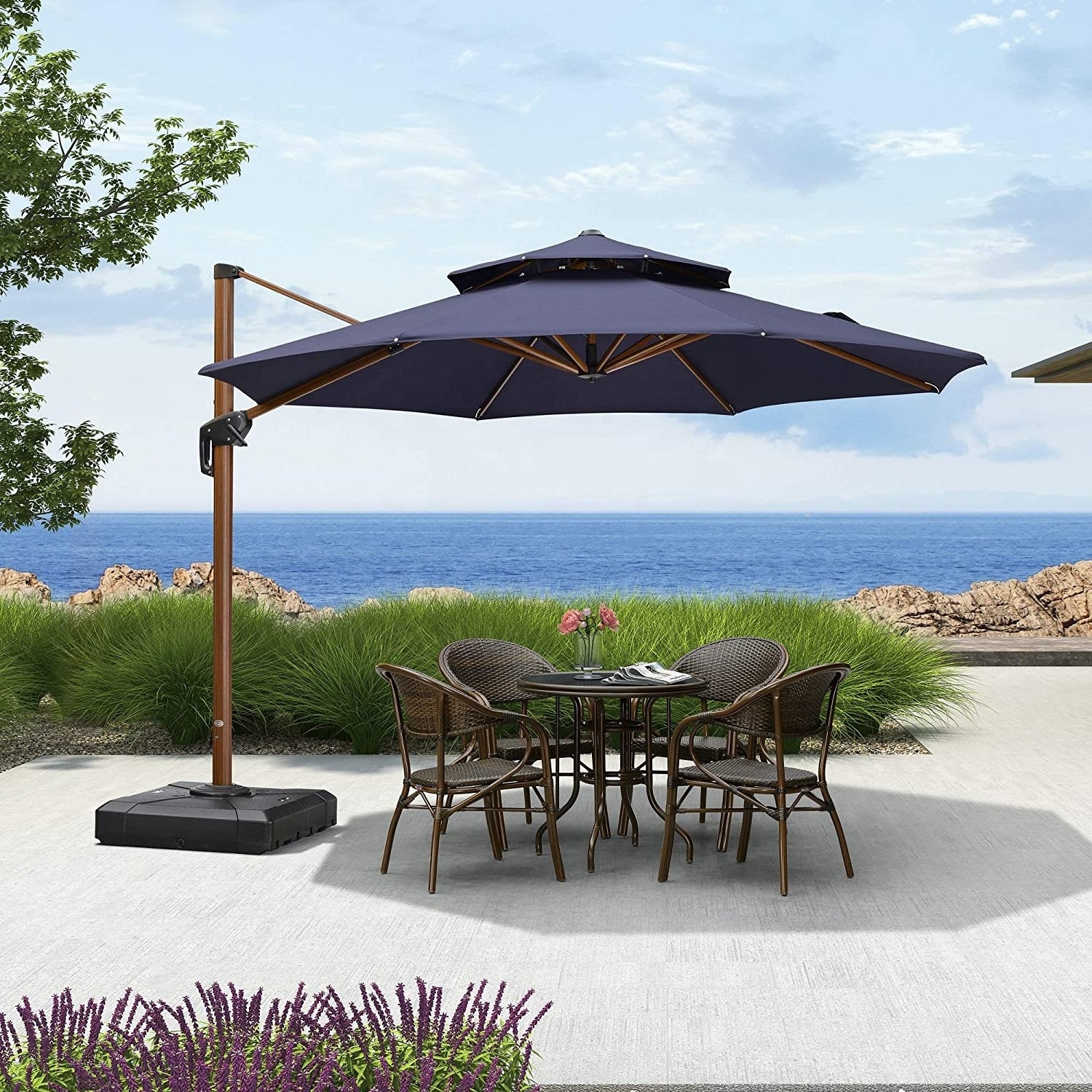 Outdoor folding sun beach umbrella Patio Sombrillas Lounge Parasol Market Sun Coffee Garden Umbrellas With Hand Crank And Tilt