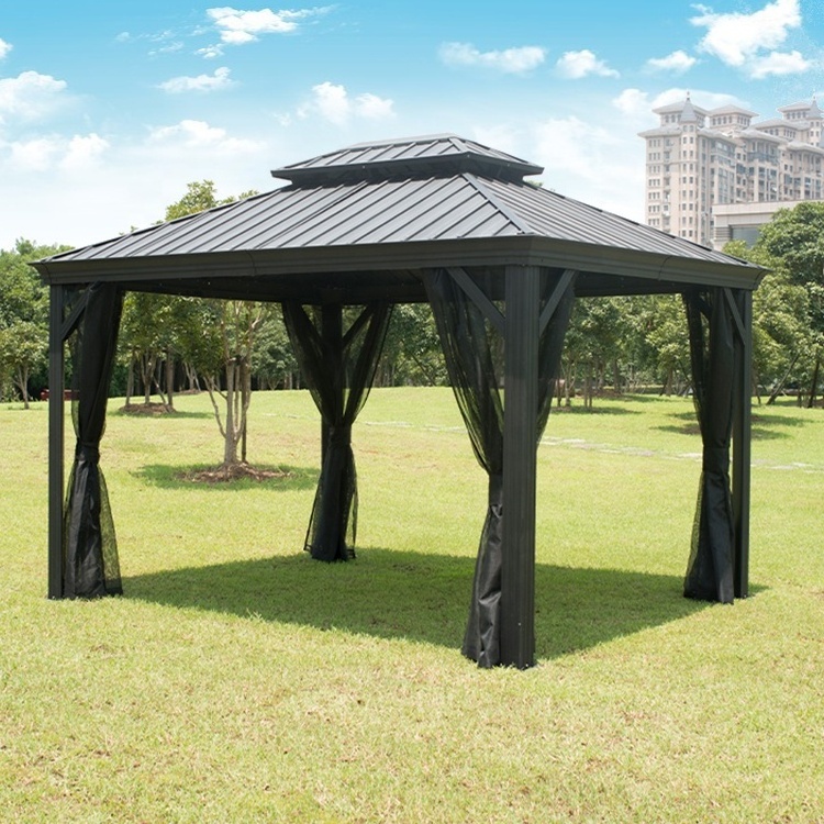 Metal Roof Aluminium Outdoor  House Structure Pavilion  Grill Pop Up Pavilion Hardtop Gazebo Gazibo Gazebo Outdoor