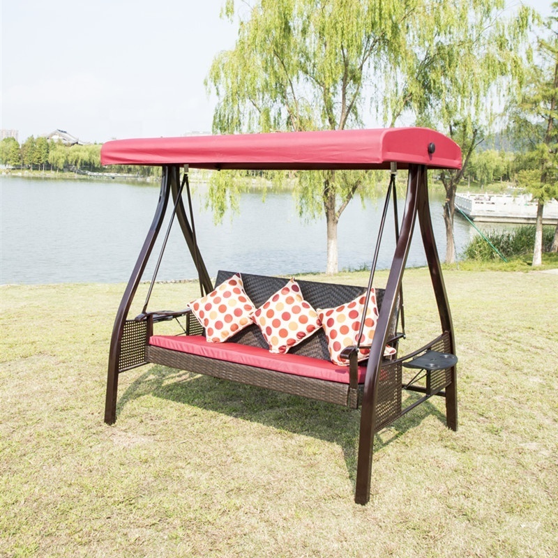 Patio Porch Swing 3 seats Outdoor Adjustable Canopy Steel Frame UV Resistant Sunlight patio swings beach lounger chairs