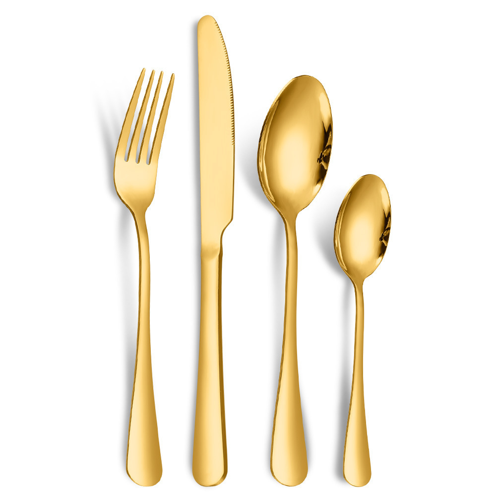 Wholesale Cutlery Set Stainless Steel Fork Spoon Knife Silverware Wedding Bulk Gold Flatware