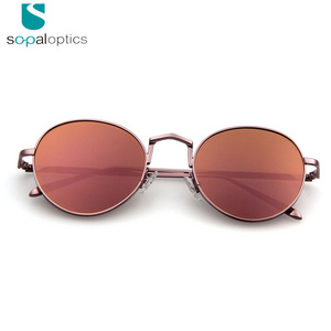 Wholesale round red metal frame mirror dasoon vision uv400 sunglasses for women