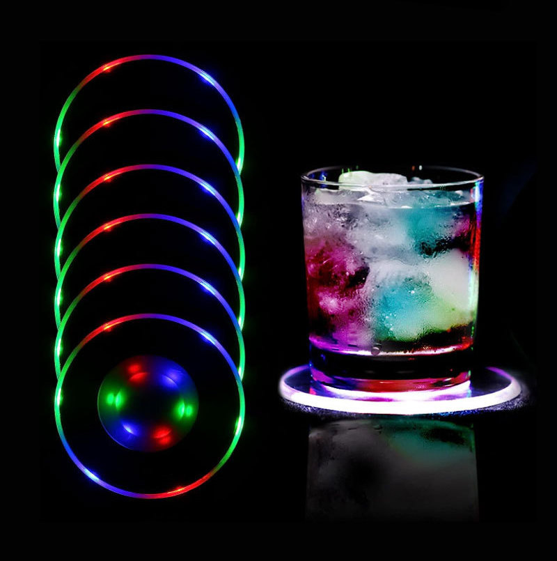 3 Colors Flash Bottle Up Lights Pads Tea Cup Led Coaster Bar Mat for Drinks