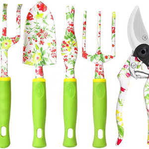 Garden Tools Set, 5 PCS Heavy Duty Aluminum Garden Hand Tools Kit, Floral Print Gardening Tools Gifts for Women