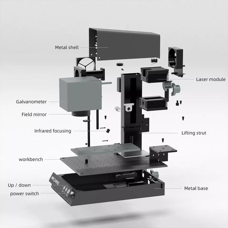 mini daja Stainless Steel/ Carbon Steel/ Iron/ Aluminum/ Copper/ Brass Fiber Laser Marking Machine/ Marker/ Engraver