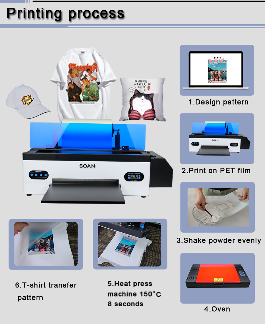 Direct to Film A3 A4 L1800 Digital DTF Printers Direct to Film Printing Machine with White Ink Stirring Circulation System