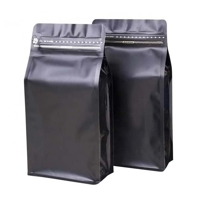 Custom Aluminum Foil Flat Bottom Zipper Coffee Packaging Bag With Valve