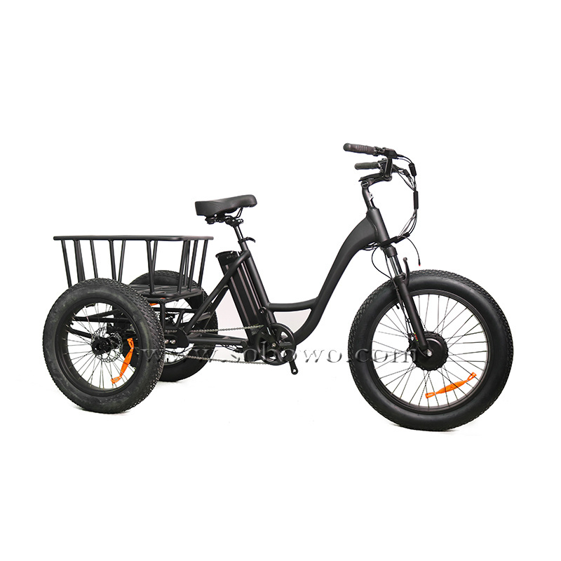 SOBOWO 24 inch electric trike fat tire 3 wheel Electric Tricycle three wheels adult cargo electric bike with basket