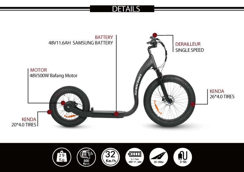 SOBOWO 750W Bafang motor Powerful Electric Motorcycle Kick Skateboards Off Road 40kmh E Scooter fat tire All-terrain Scooter