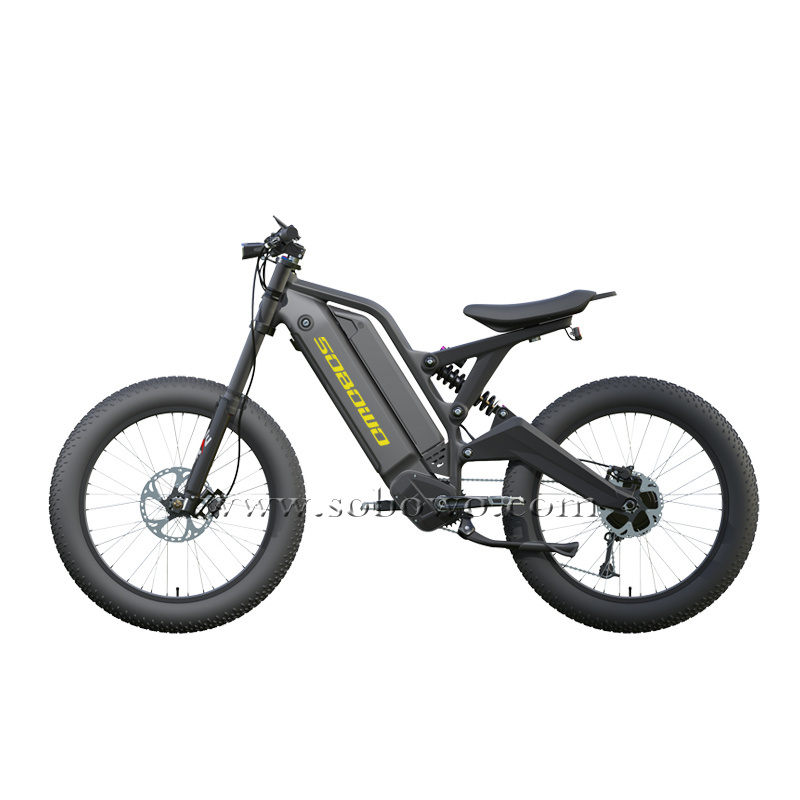 Powerful Hunting Mid Drive Full Suspension Electric Bike 24 Inch Fat Tire Mountain Ebike