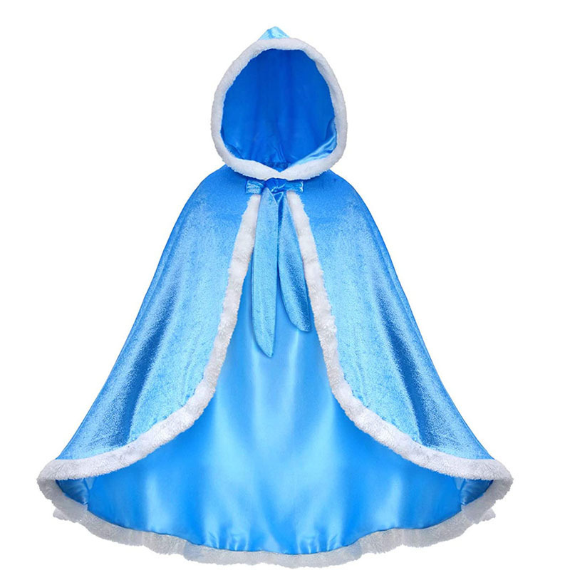 Little Girls Beauty Blue Pink Purple Red Cloak Cape Movie Princess Kids Cosplay Costumes Fairy Warm Hooded Cloak