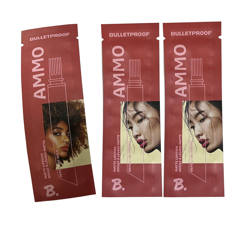 Custom  Small Three Side Seal Cosmetic Shampoo Packet Aluminum Foil Sachets empty Essence Oil Cream Serum Packaging packets