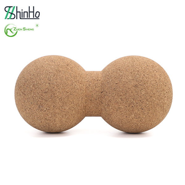 Zhensheng supplier natural cork soft comfortable printed yoga ball massage peanut ball home exercise