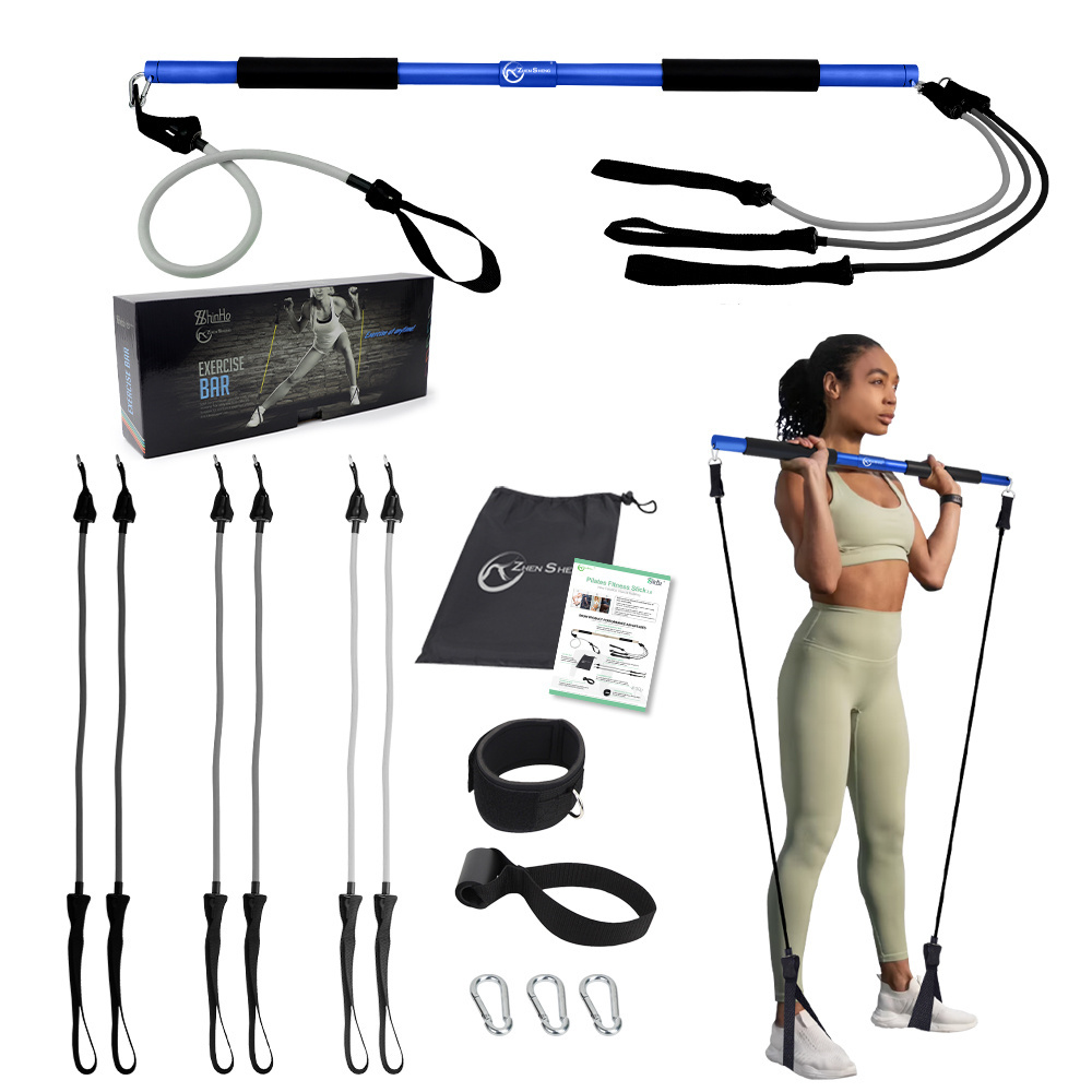 Zhensheng hot selling pilates bar kit with resistance bands pilates bar workout equipment for legs hip waist