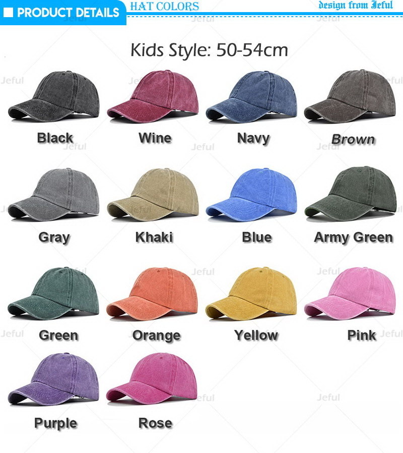 Wholesale Distressed Vintage Washed Cotton Unstructured Soft Sports Baseball Caps Kids Custom Dad Hats For Children 1