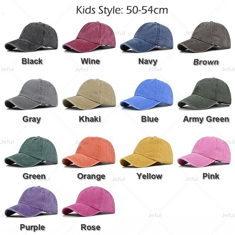 Wholesale Distressed Vintage Washed Cotton Unstructured Soft Sports Baseball Caps Kids Custom Dad Hats For Children