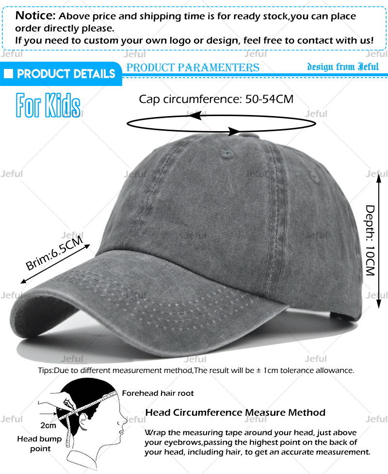 Wholesale Distressed Vintage Washed Cotton Unstructured Soft Sports Baseball Caps Kids Custom Dad Hats For Children 0