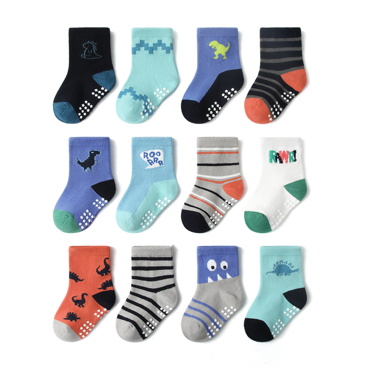 Wholesale 12 Pairs One Set Cute Baby Floor funny Socks Kids Fashion Anti Slip giip Baby  Socks