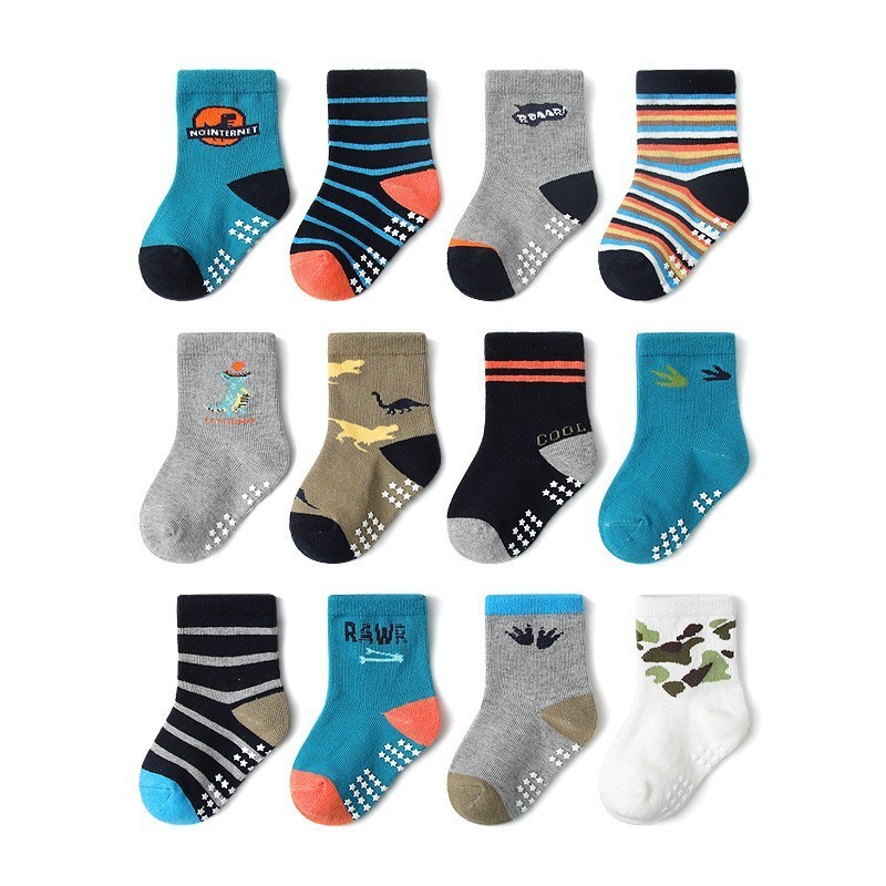 Wholesale 12 Pairs One Set Cute Baby Floor funny Socks Kids Fashion Anti Slip giip Baby  Socks