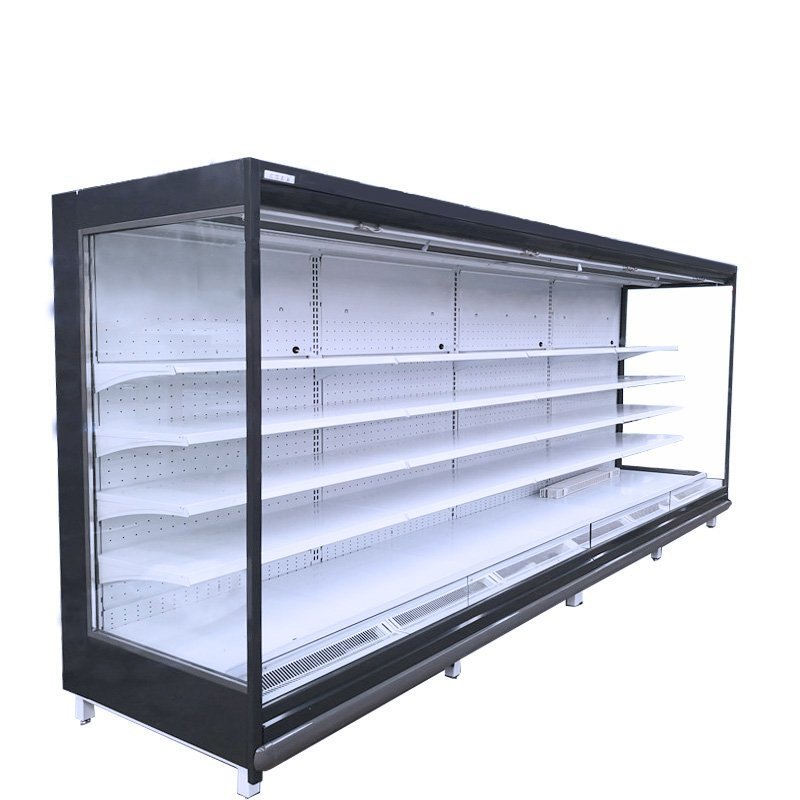 commercial sliding supermarket salad bar open pizza hanging table top fridge fish meat deep freezer display