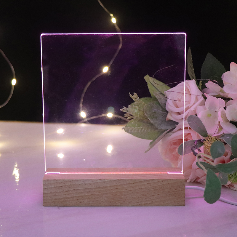 Socove Hot Sale Blank Acrylic 4-5mm Acrylic Sheet OEM Plate With Wooden Lamp Base Baby Night Light