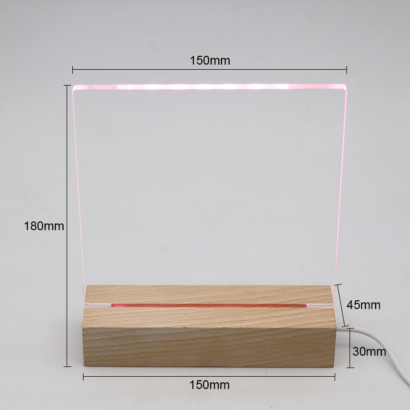 Socove Hot Sale Blank Acrylic 4-5mm Acrylic Sheet OEM Plate With Wooden Lamp Base Baby Night Light