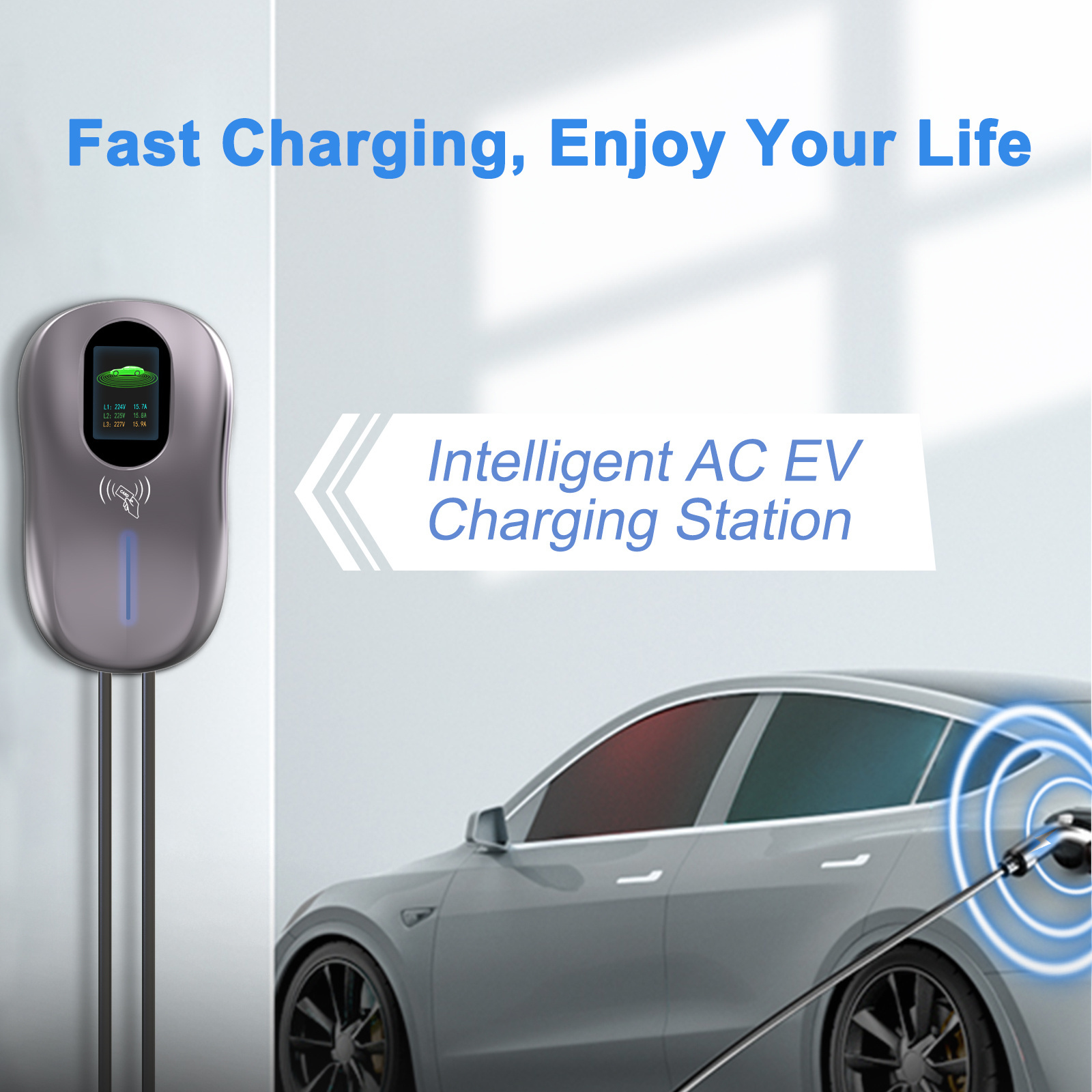 Level 2 48 Amp  NEMA 14-50 CE 240v ETL ev Chargers for home use Electric Vehicle Charging Stations Wall-Mounted EV Charger