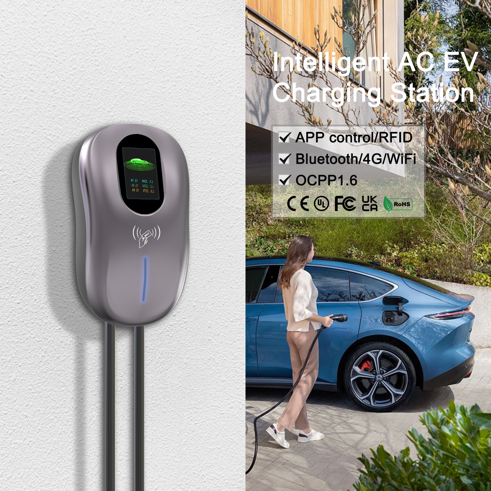 GOODLINK Level 2 Electric Vehicle (EV) Charger up to 48 Amp ETL Certified Indoor/Outdoor Electric Car Fast Charging Station