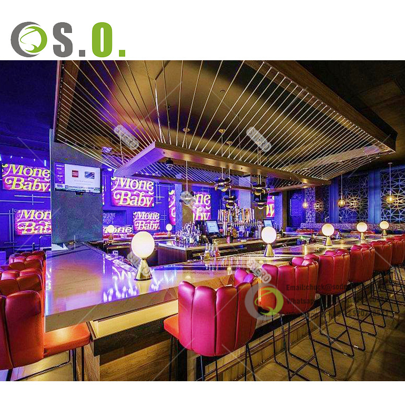 Strip Club Hot Sale Interior Decoration Design With Modern Customized Night Club Lounge Bar Counter Furniture