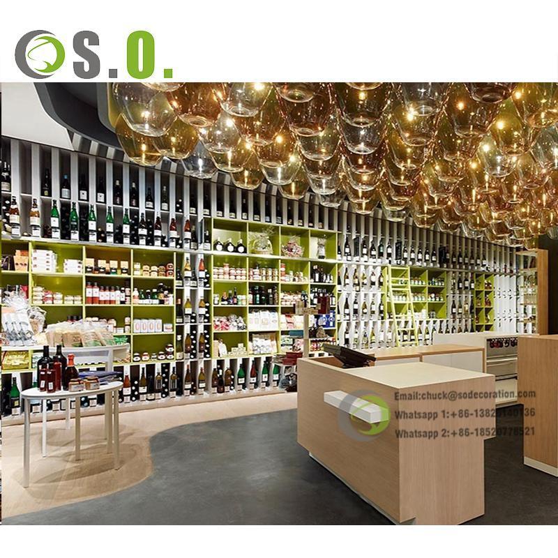 Retail Wine Shop Interior Design Decoration Custom Shop Wooden Metal ...