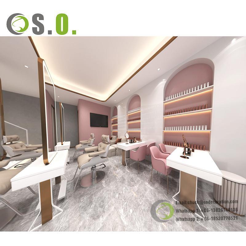 Pink Beauty Salons Store Cosmetic Shop Decoration Design Beauty cosmetic showcase Beauty Shop Interior Decor