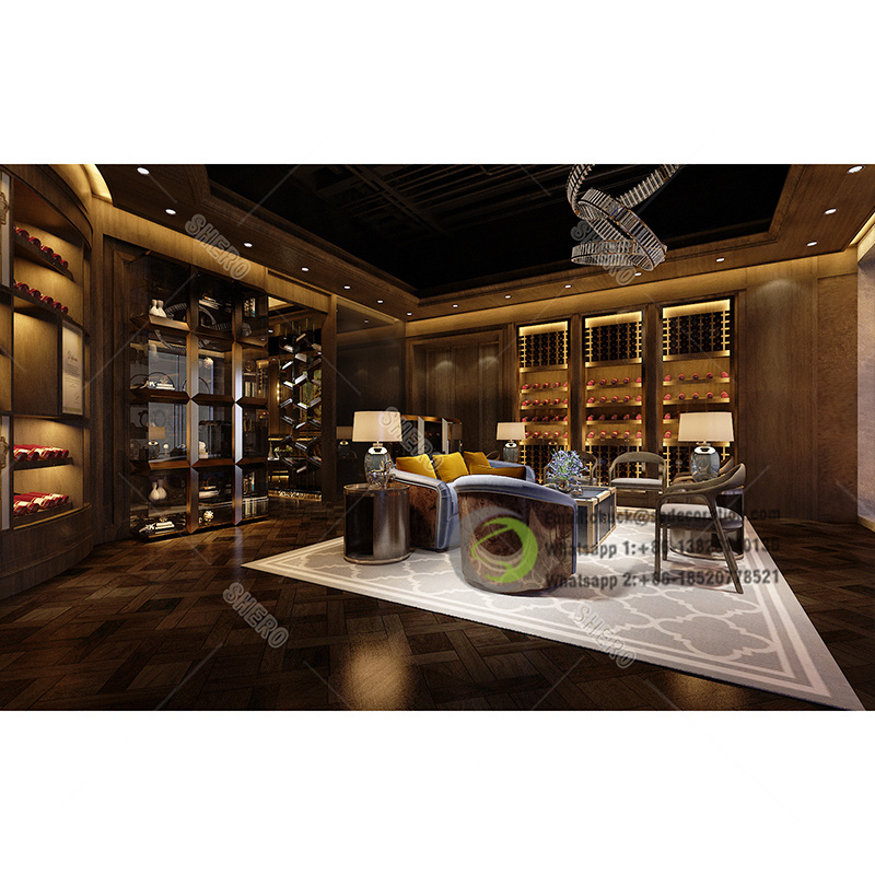 Custom cigar room furniture 4000 wine and cigar bars cabinet cigar showcases with sliding door smoke shop showcase