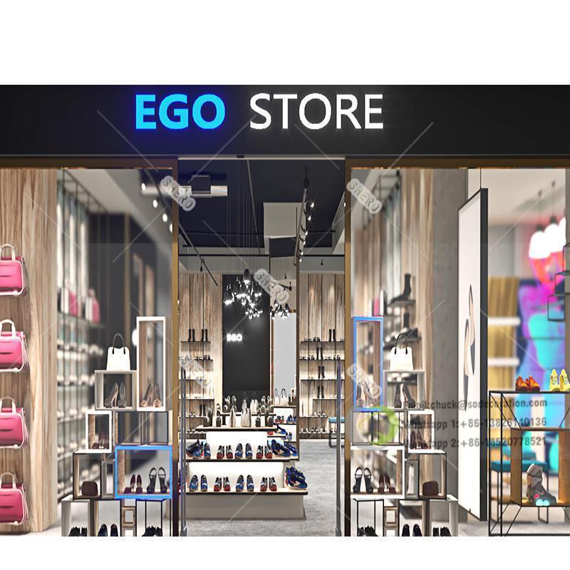 High quality mall kiosk design for handbags handbag display showcase portable shoe shop furniture