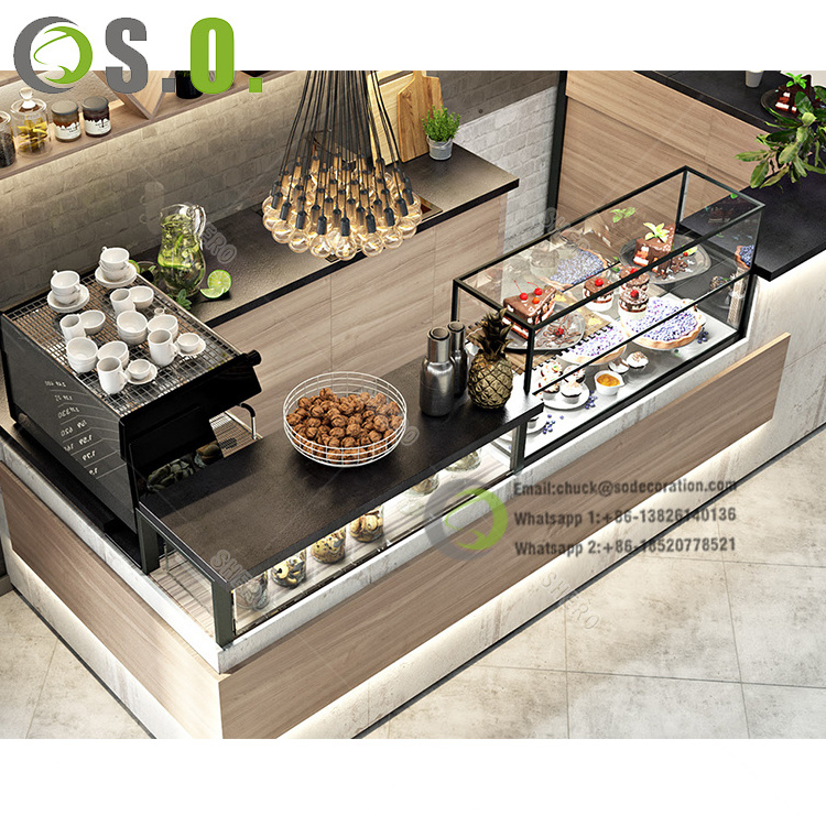 Coffee Shop Counter Designed Commercial Store Coffee Shop Decoration Wholesale Counter Furniture For Cafe