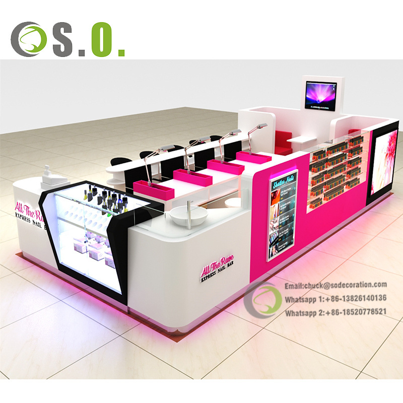 Hot Sale manicure table nail bar wholesale Shopping Mall Nail Bar Kiosk Design