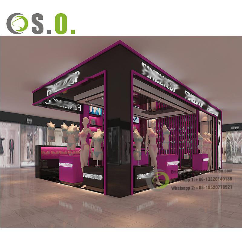 Luxurious Design women underwear display rack pink lingerie store display furniture clothing store showcase