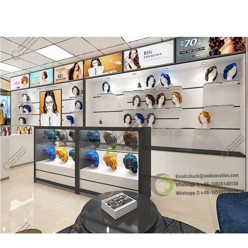 Hair Display Rack Hair Extension Shelves Salon Wig Beauty Shop Showcase Design Wig Shop Display Rack In Interior Wig Store