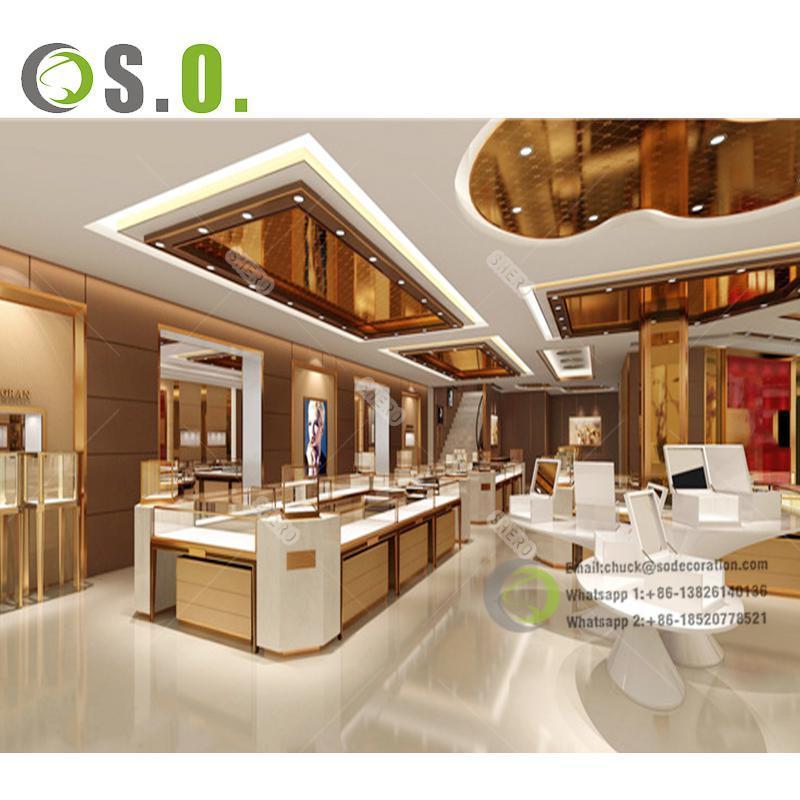 Boutique display cabinet and Luxury modern jewelry shop interior  glass showcases and display cases for jewelry showcase