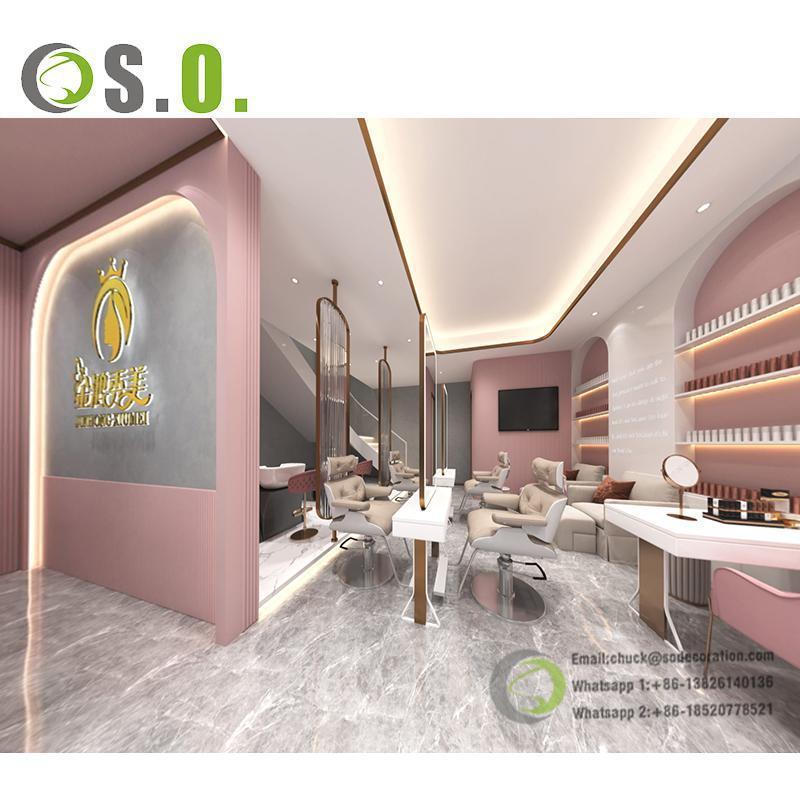 Pink Beauty Salons Store Cosmetic Shop Decoration Design Beauty cosmetic showcase Beauty Shop Interior Decor