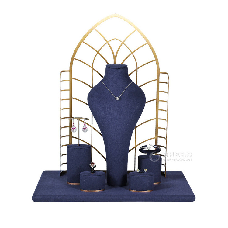 Shero  Jewellery Store Window Props Necklace Earring Jewelry Display Stand Base Microfiber Jewelry Display Sets Racks