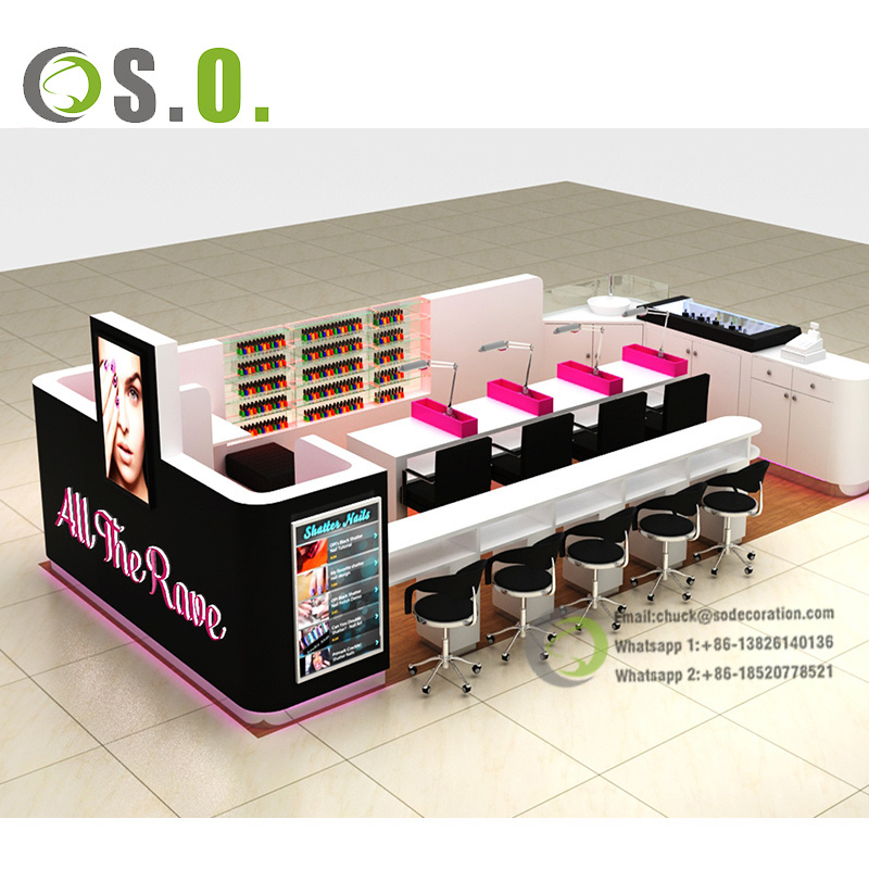 Hot Sale manicure table nail bar wholesale Shopping Mall Nail Bar Kiosk Design