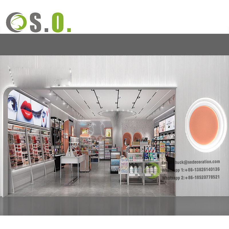 Customized Shopping  Wall Cosmetic Showcase Cosmetic Store Furniture Display Cabinet