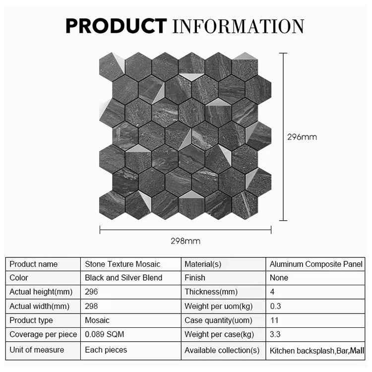 Hexagon Peel And Stick Self Adhesive Removable Stick On Dining Room Kitchen Backsplash 3d Wall Tile Mosaic