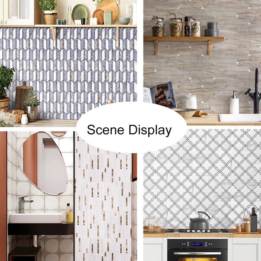 Peel And Stick Mosaic Mixed Color Hexagon Removable Aluminum Mosaic Self Adhesive Tiles Walls And Floors And Kitchen Backsplash