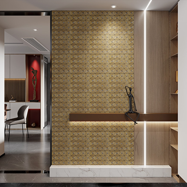 Self Adhesive Aluminium Composite Panel Peel And Stick Room Decoration 3d Golden Mosaic Wall Tile